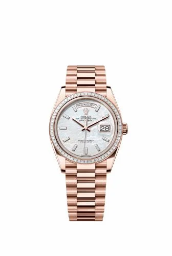 Rolex Day-Date 36 Everose Gold - Baguette / MOP - Baguette / President 128395TBR-0026 (128395tbr-0026)